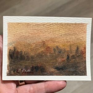 ACEO Abstract Soft Pastel Landscape Painting in Brown Tones